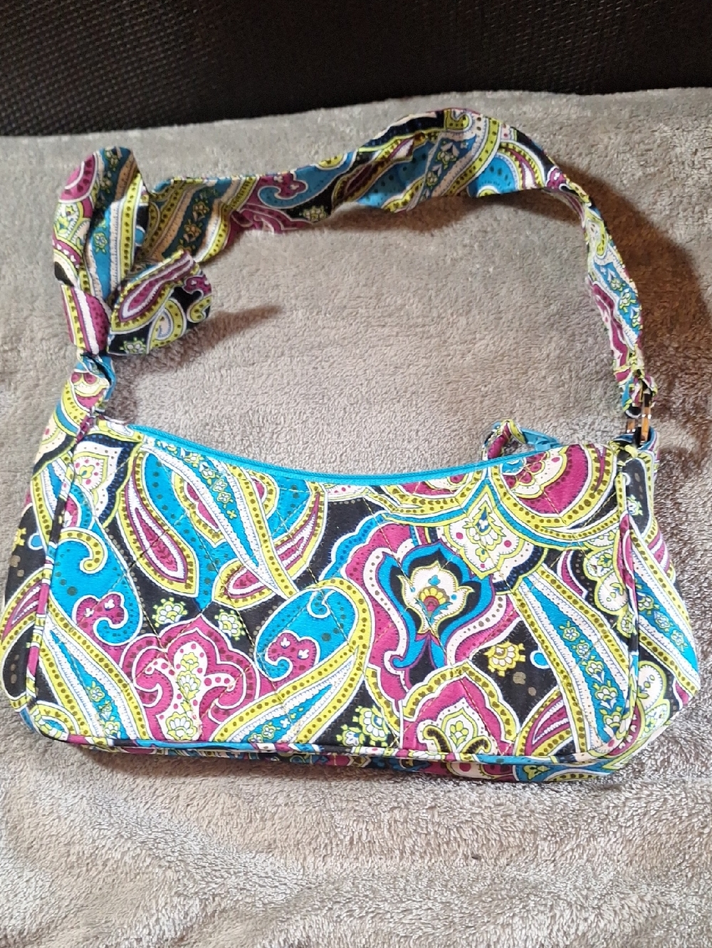 Vera Bradley Colorful Paisley Shoulder Bag - Blue, Pink & Yellow